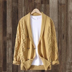 khaki Double Breasted Cardigan